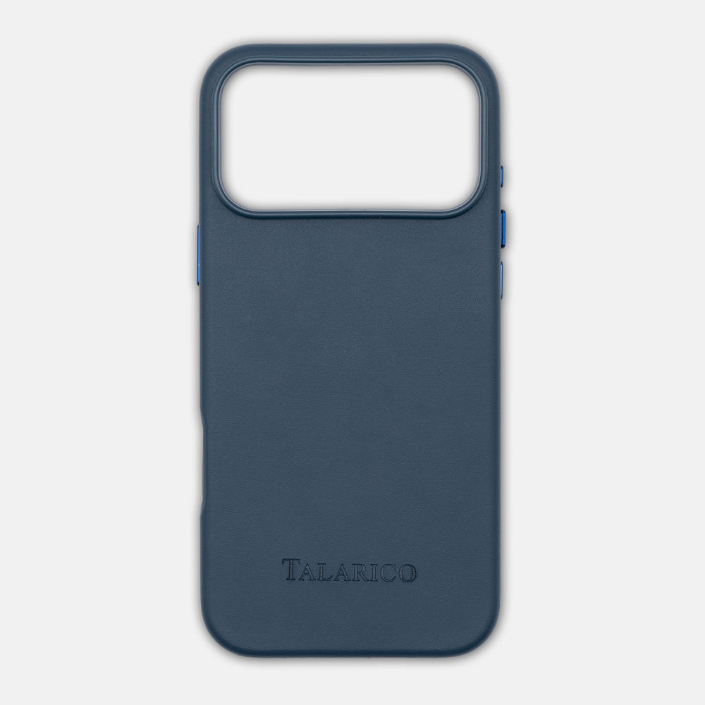 Custodia Rigida in Pelle per iPhone 17 Pro Max | Eccellenza su Grande Scala | Blu
