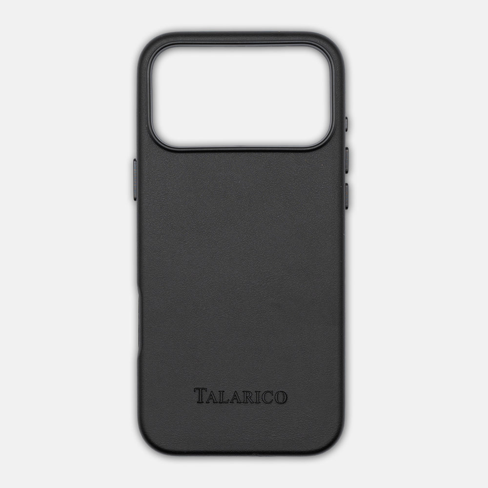 Custodia Rigida in Pelle per iPhone 17 Pro Max | Eccellenza su Grande Scala | Nero