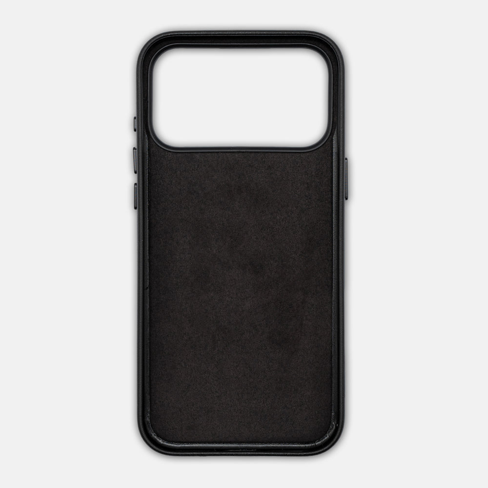 Custodia Rigida in Pelle per iPhone 17 Pro Max | Eccellenza su Grande Scala | Nero