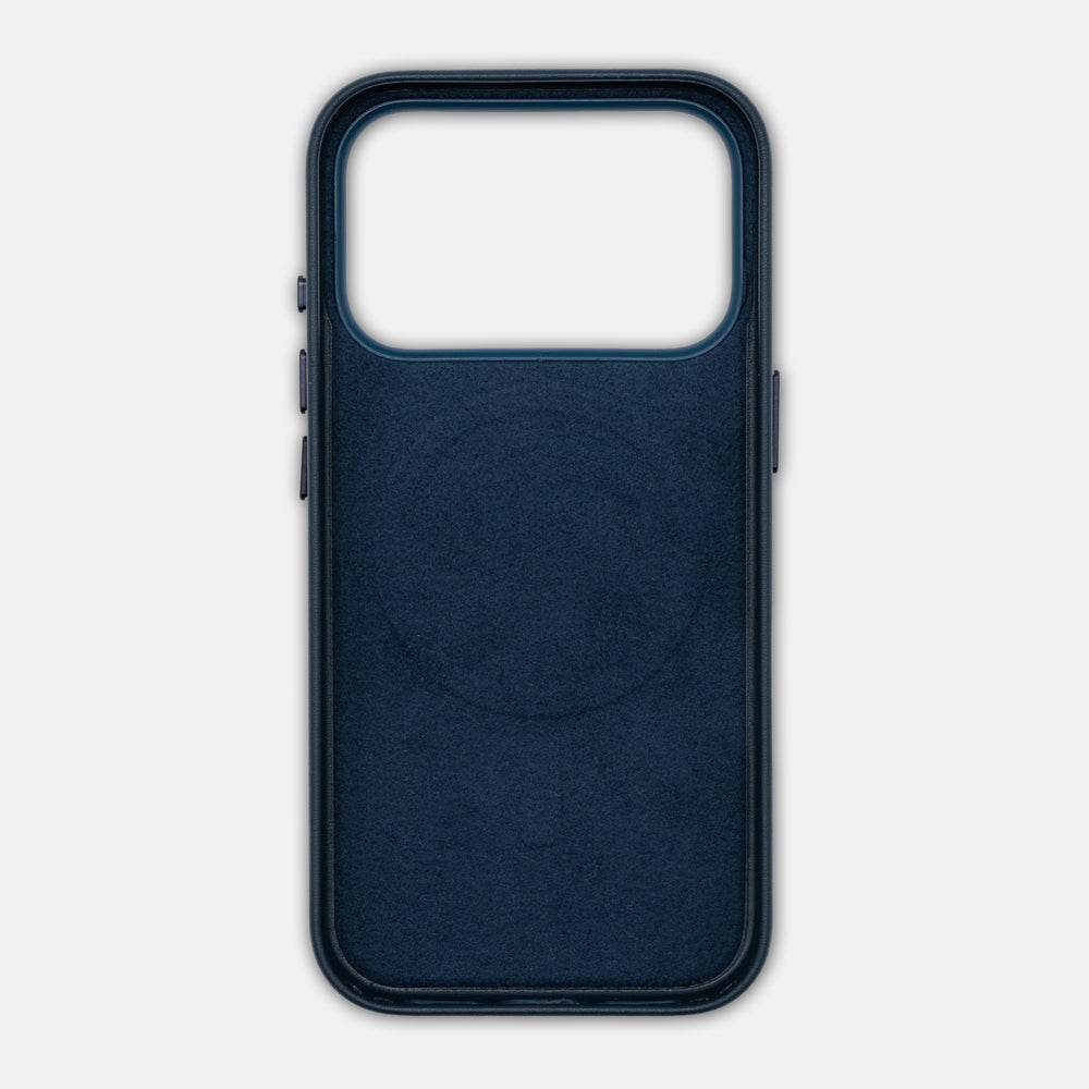 Custodia Rigida in Pelle per iPhone 17 Pro | L'Essenza del Lusso Digitale | Blu