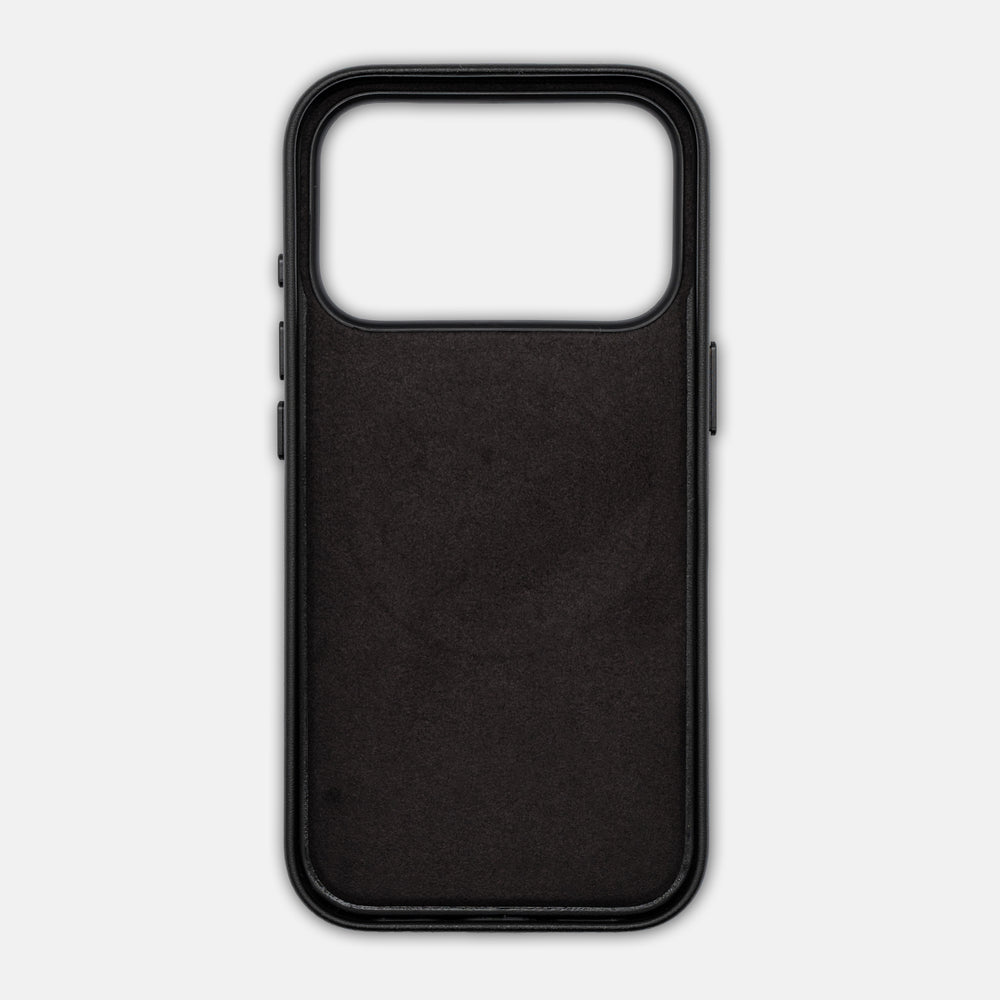 Custodia Rigida in Pelle per iPhone 17 Pro | L'Essenza del Lusso Digitale | Nero