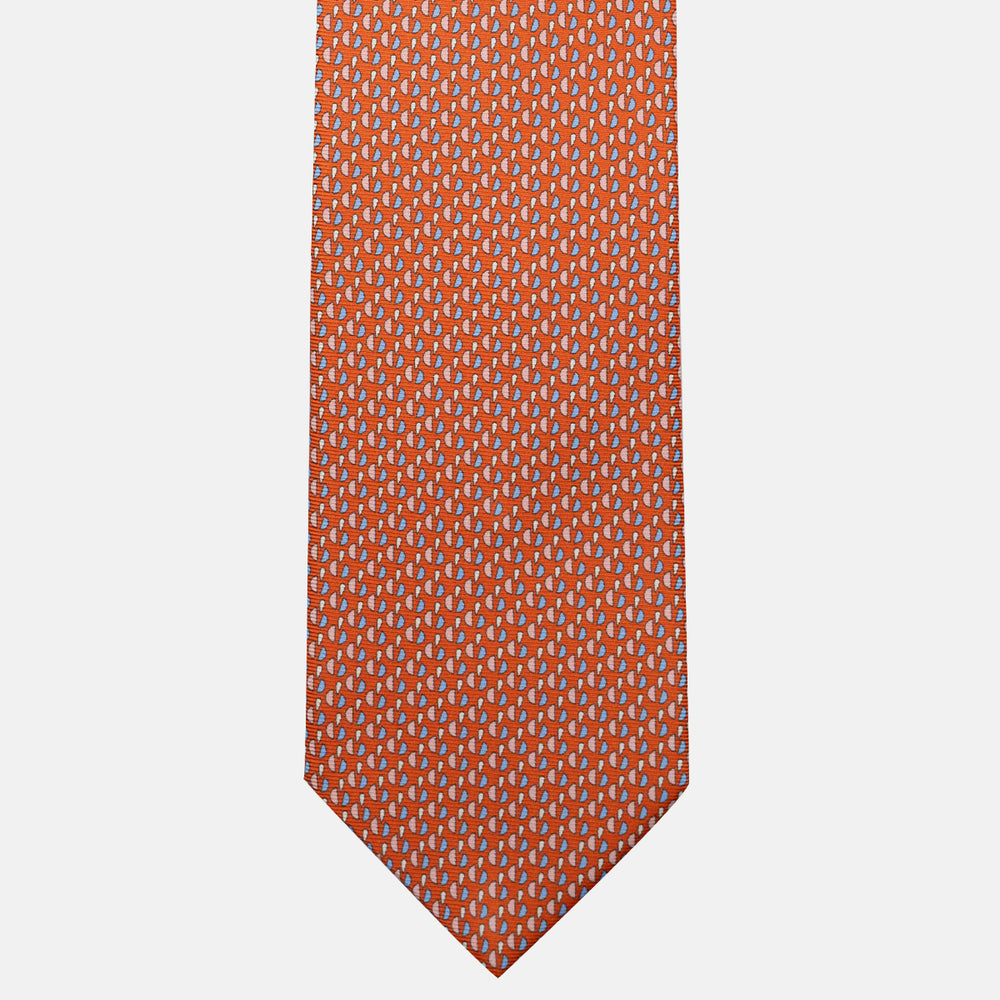 3-Fold Silk Tie, Micro Pattern, Orange - JA055921-2