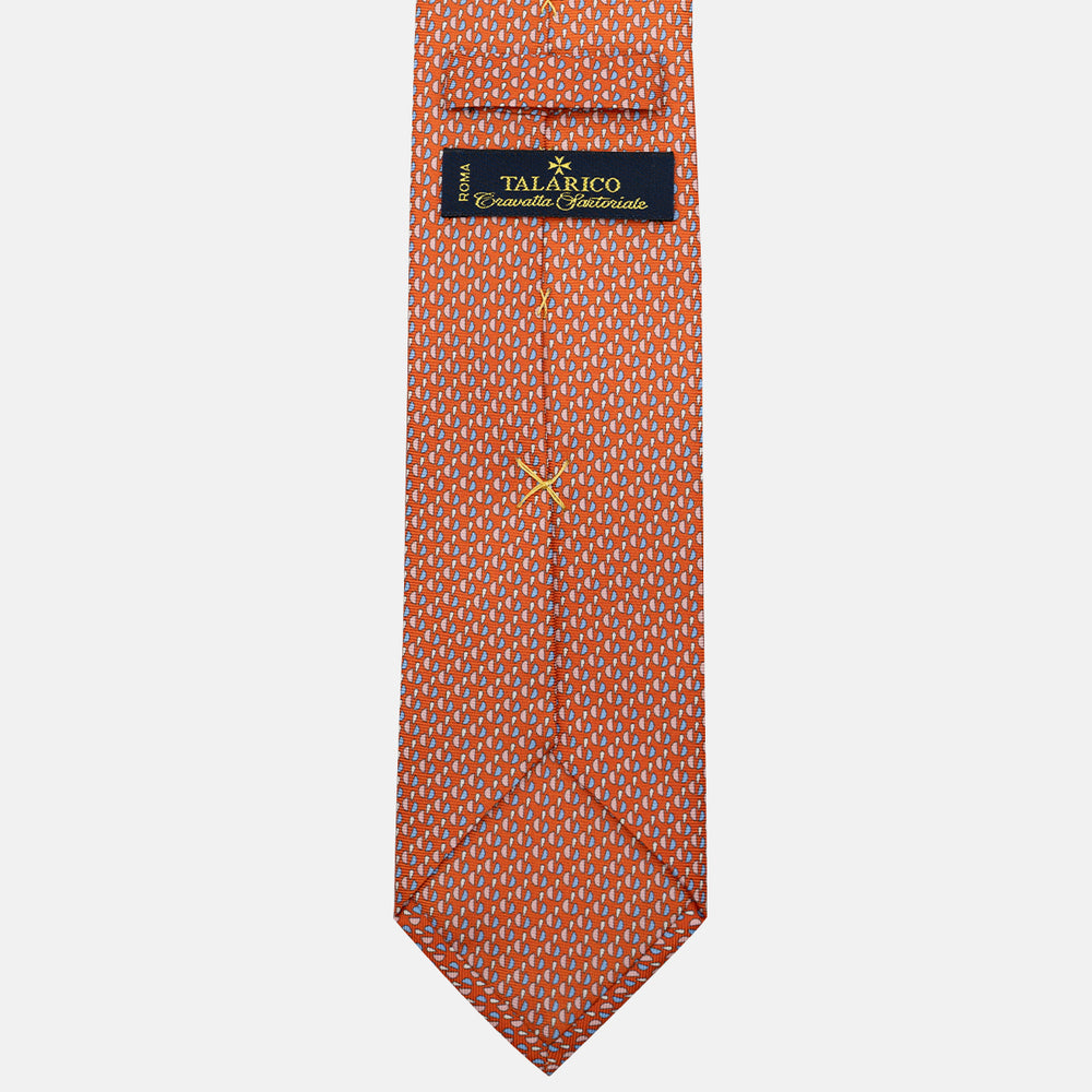 3-Fold Silk Tie, Micro Pattern, Orange - JA055921-2