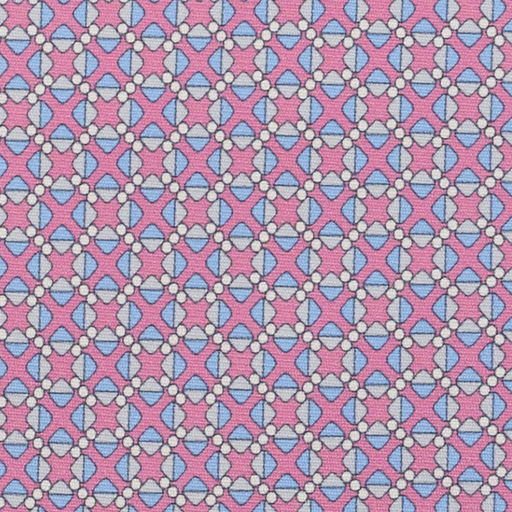 3-Fold Silk Tie, Geometric Pattern, Pink - JA055942-2
