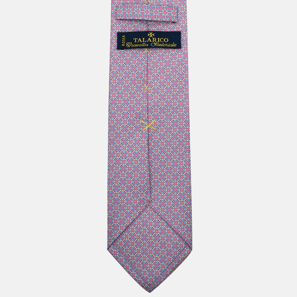 3-Fold Silk Tie, Geometric Pattern, Pink - JA055942-2