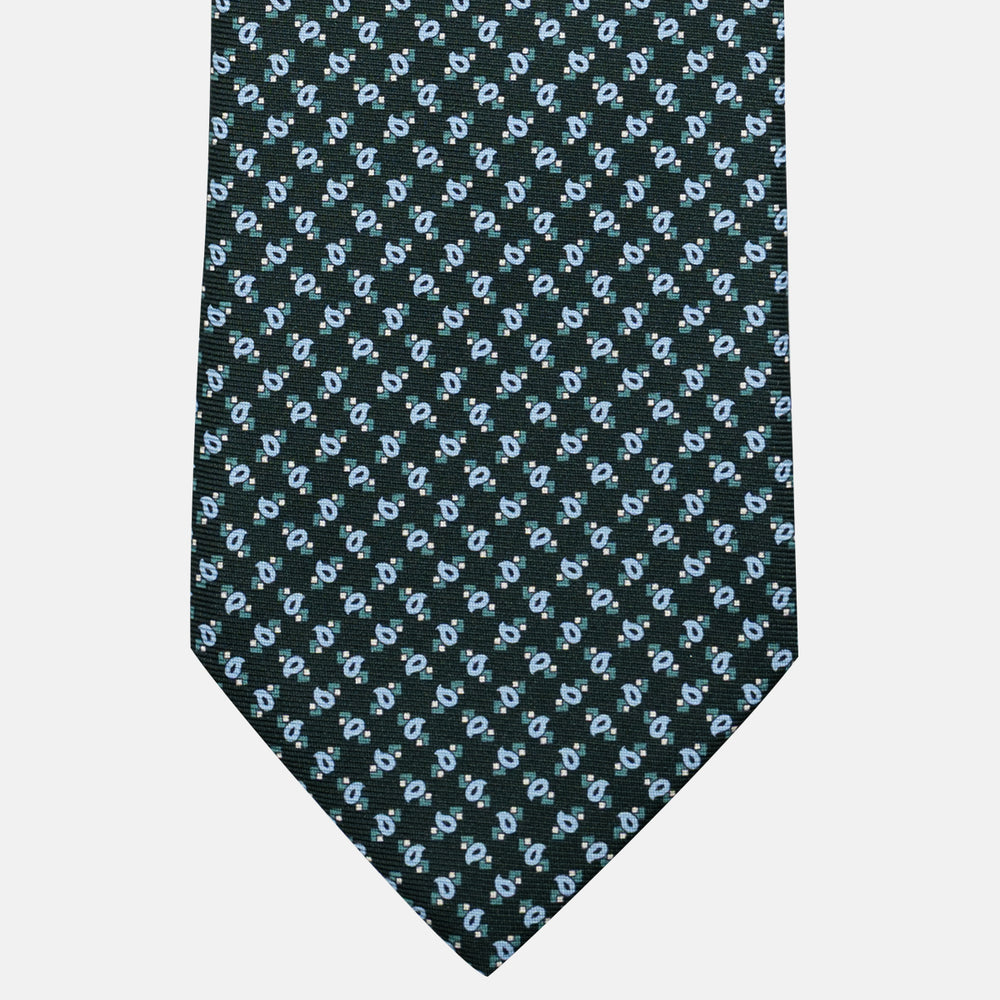 3-Fold Silk Tie, Micro Pattern, Green - JA055944-1