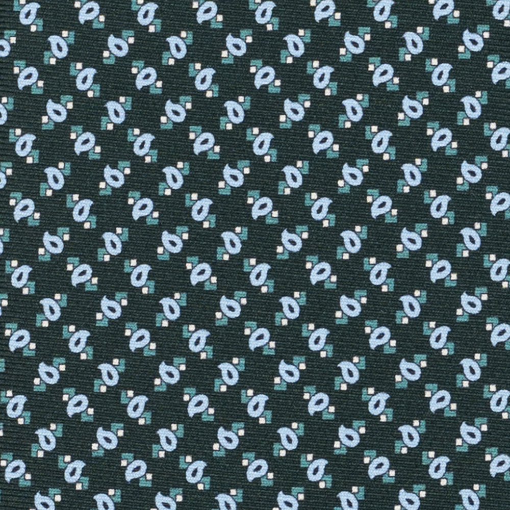 3-Fold Silk Tie, Micro Pattern, Green - JA055944-1