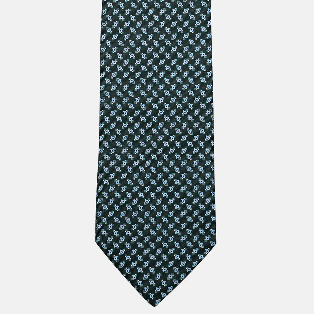 3-Fold Silk Tie, Micro Pattern, Green - JA055944-1