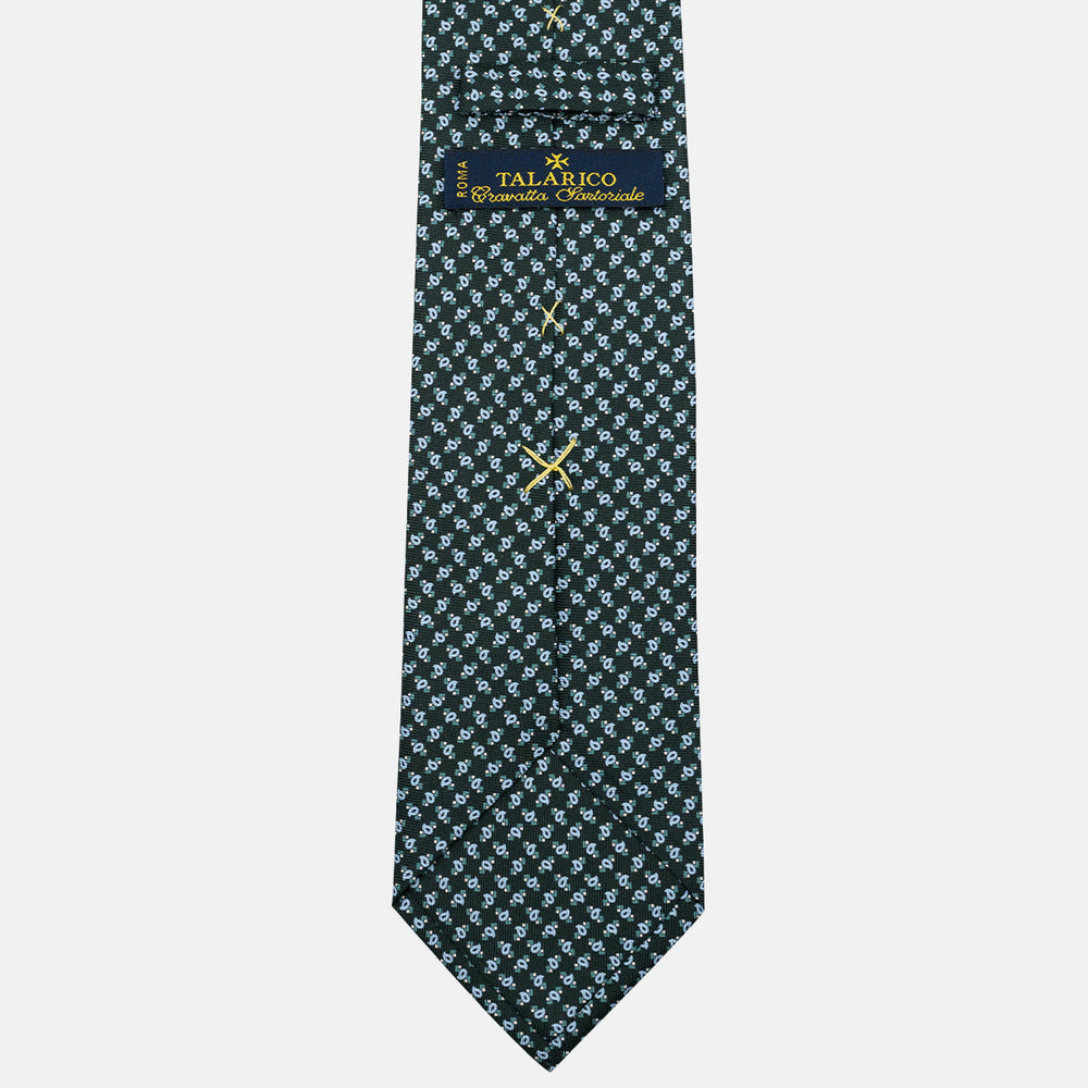 3-Fold Silk Tie, Micro Pattern, Green - JA055944-1