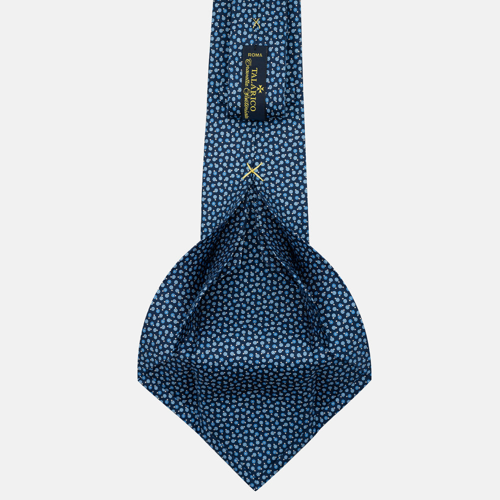 Cravatta 7 pieghe sartoriale in pura seta Micro Fantasia Blu Celeste - JA055946-1