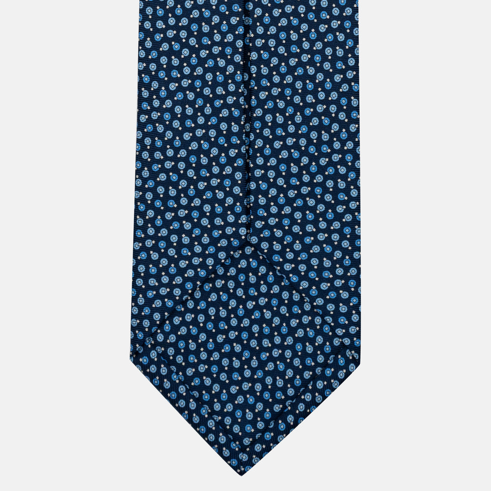 Cravatta 7 pieghe sartoriale in pura seta Micro Fantasia Blu Celeste - JA055946-1