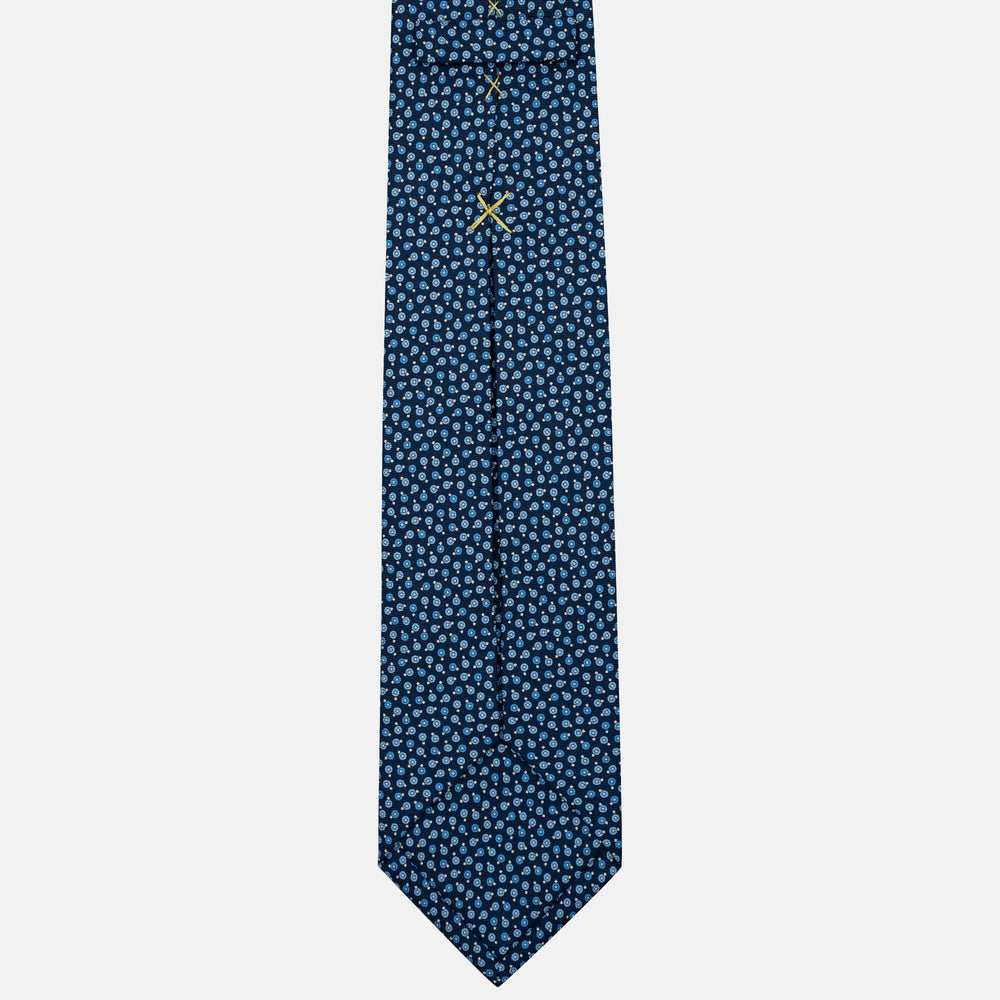 Cravatta 7 pieghe sartoriale in pura seta Micro Fantasia Blu Celeste - JA055946-1