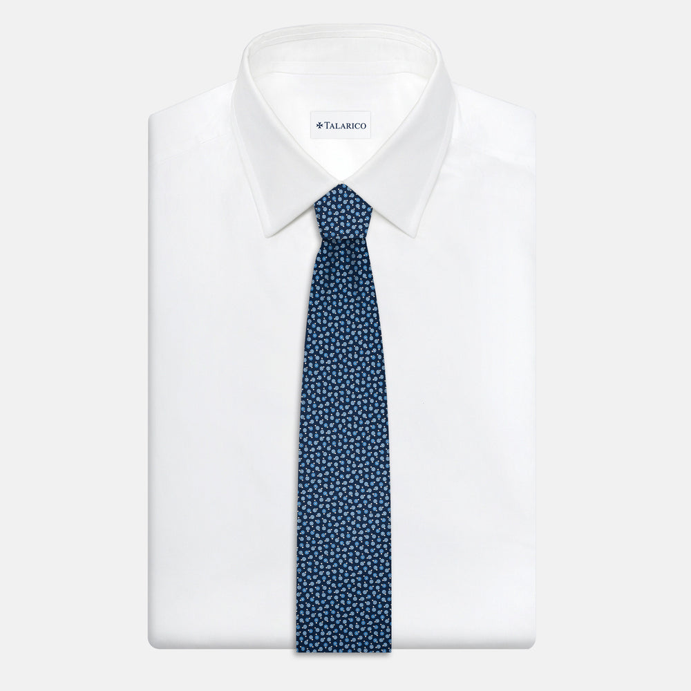 3-Fold Silk Tie, Geometric Pattern, Light Blue - JA055946-1