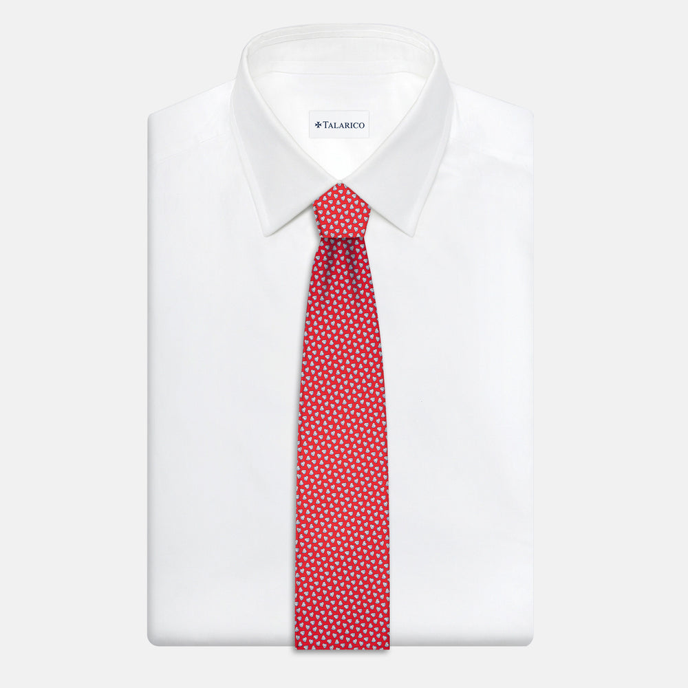 3-Fold Silk Tie, Micro Pattern, Red - JA056125-4