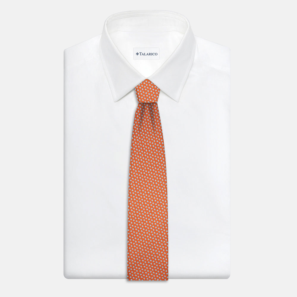 3-Fold Silk Tie, Micro Pattern, Orange - JA056125-5