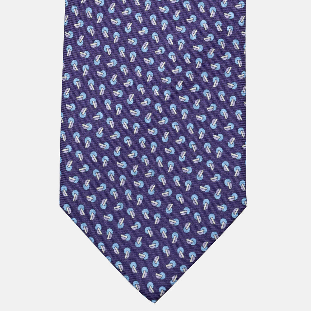 3-Fold Silk Tie, Micro Pattern, Purple - JA056129-8