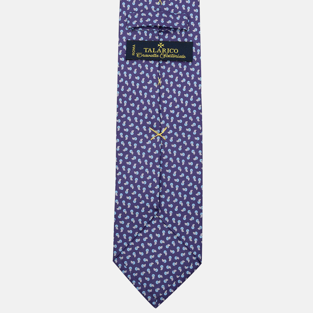 3-Fold Silk Tie, Micro Pattern, Purple - JA056129-8