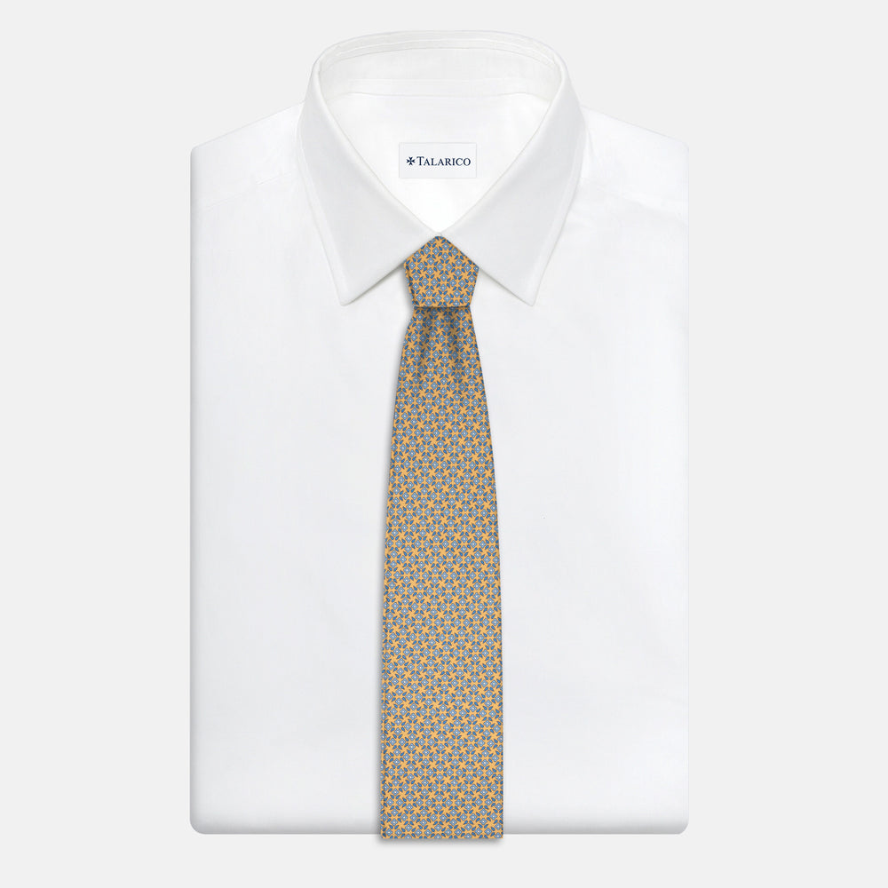 3-Fold Silk Tie, Floral Pattern, Yellow - JA056130-7