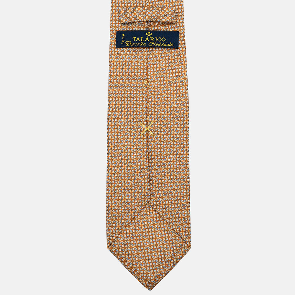 3-Fold Silk Tie, Geometric Pattern, Ochre - JA056132-3