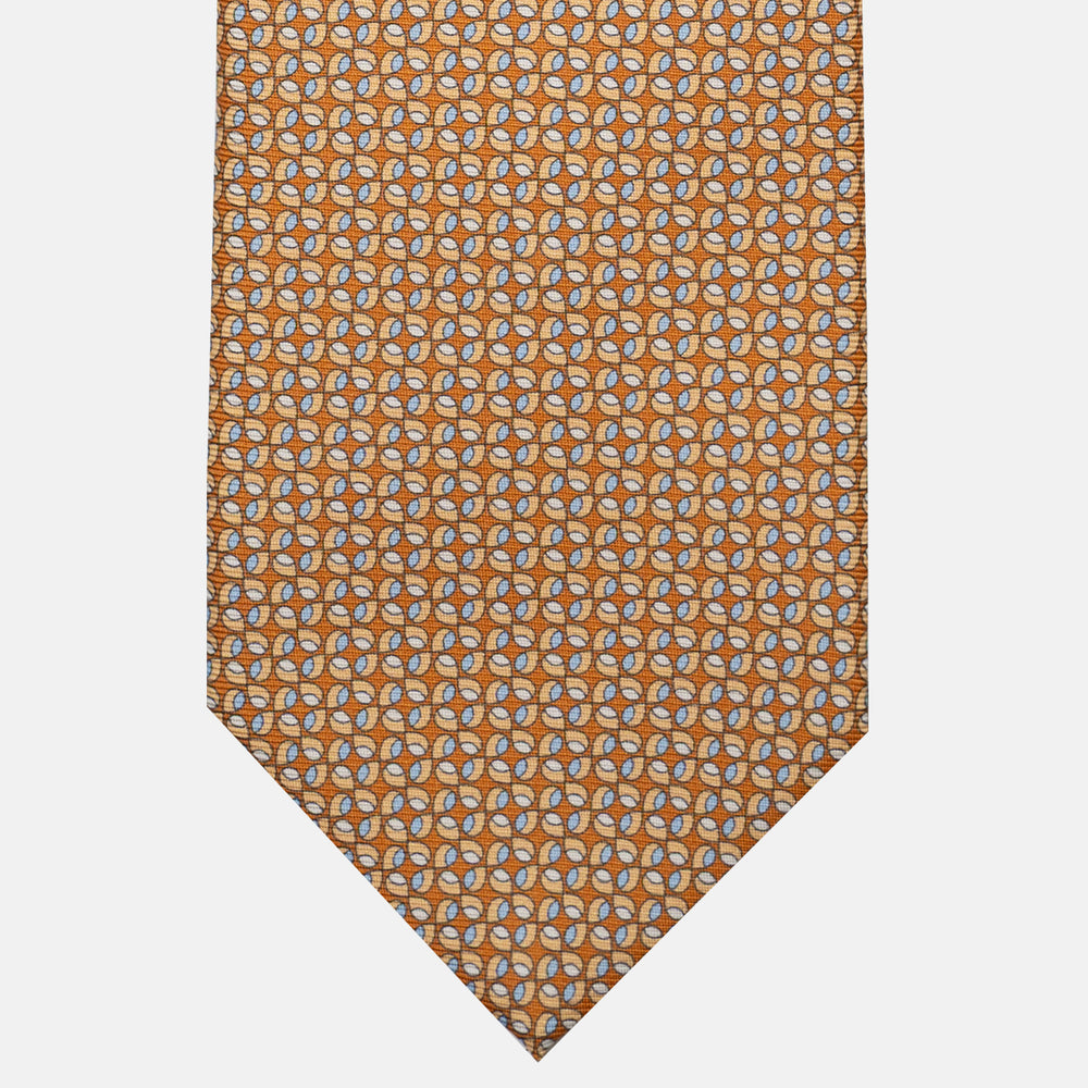 3-Fold Silk Tie, Geometric Pattern, Orange - JA056132-4
