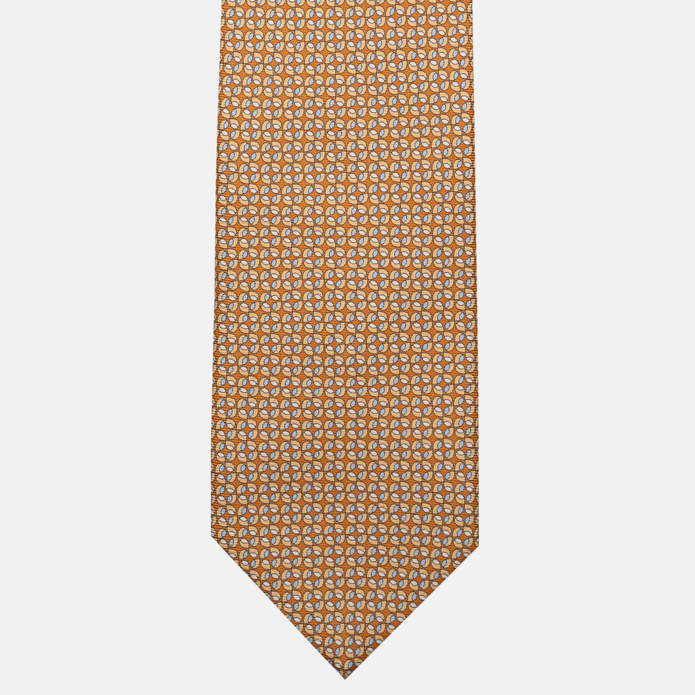 3-Fold Silk Tie, Geometric Pattern, Orange - JA056132-4