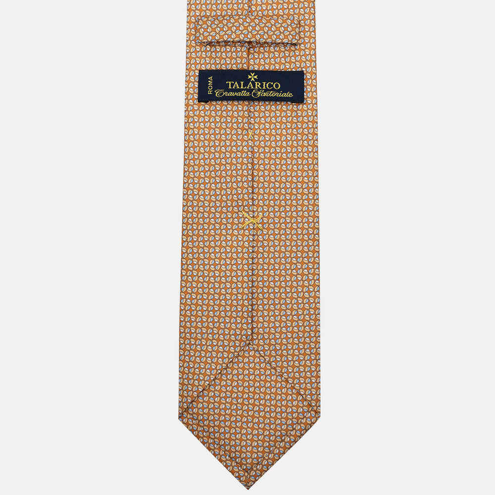 3-Fold Silk Tie, Geometric Pattern, Orange - JA056132-4