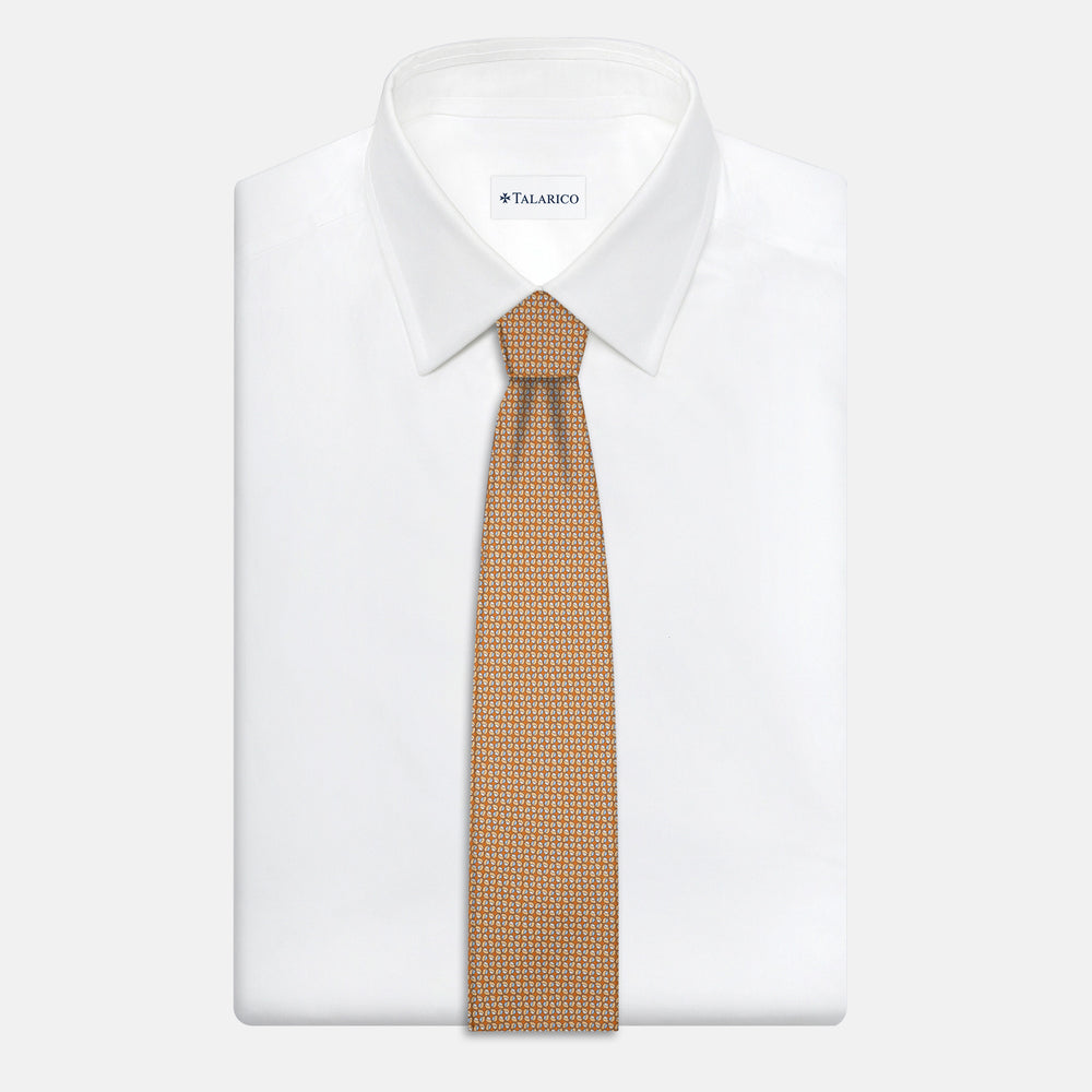 3-Fold Silk Tie, Geometric Pattern, Orange - JA056132-4