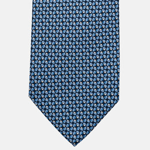 Silk 3-Fold Tie, Geometric Pattern, Sky Blue - JA056132-8