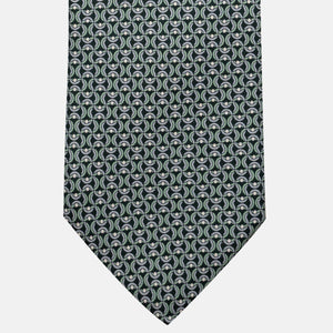 3-Fold Silk Tie, Geometric Pattern, Green - JA056334-2