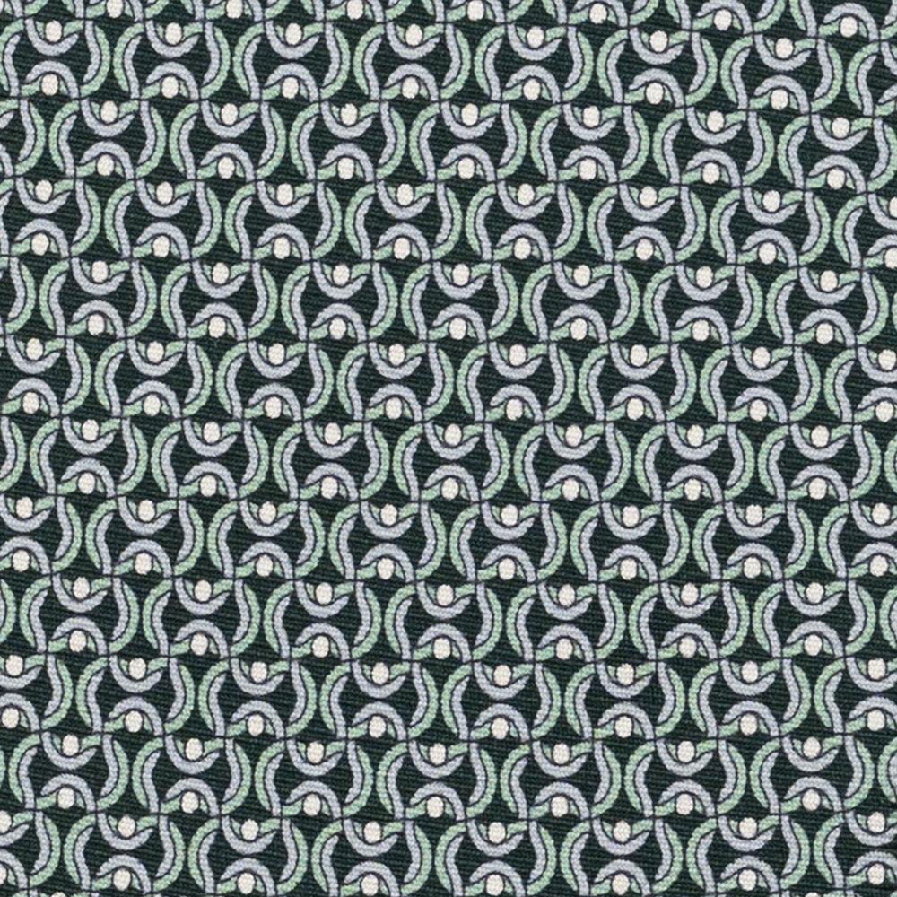 3-Fold Silk Tie, Geometric Pattern, Green - JA056334-2