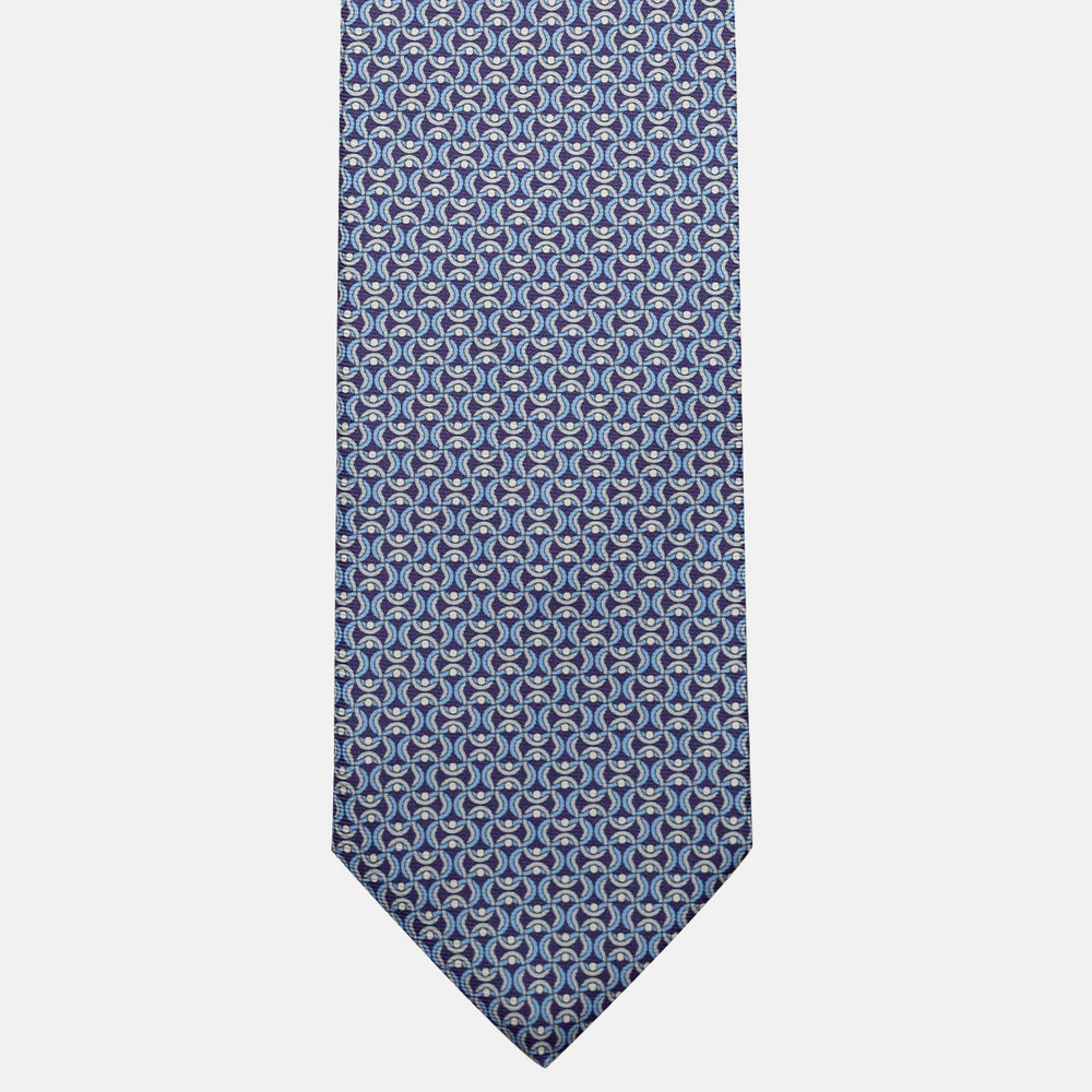 3-Fold Silk Tie, Geometric Pattern, Purple - JA056334-4