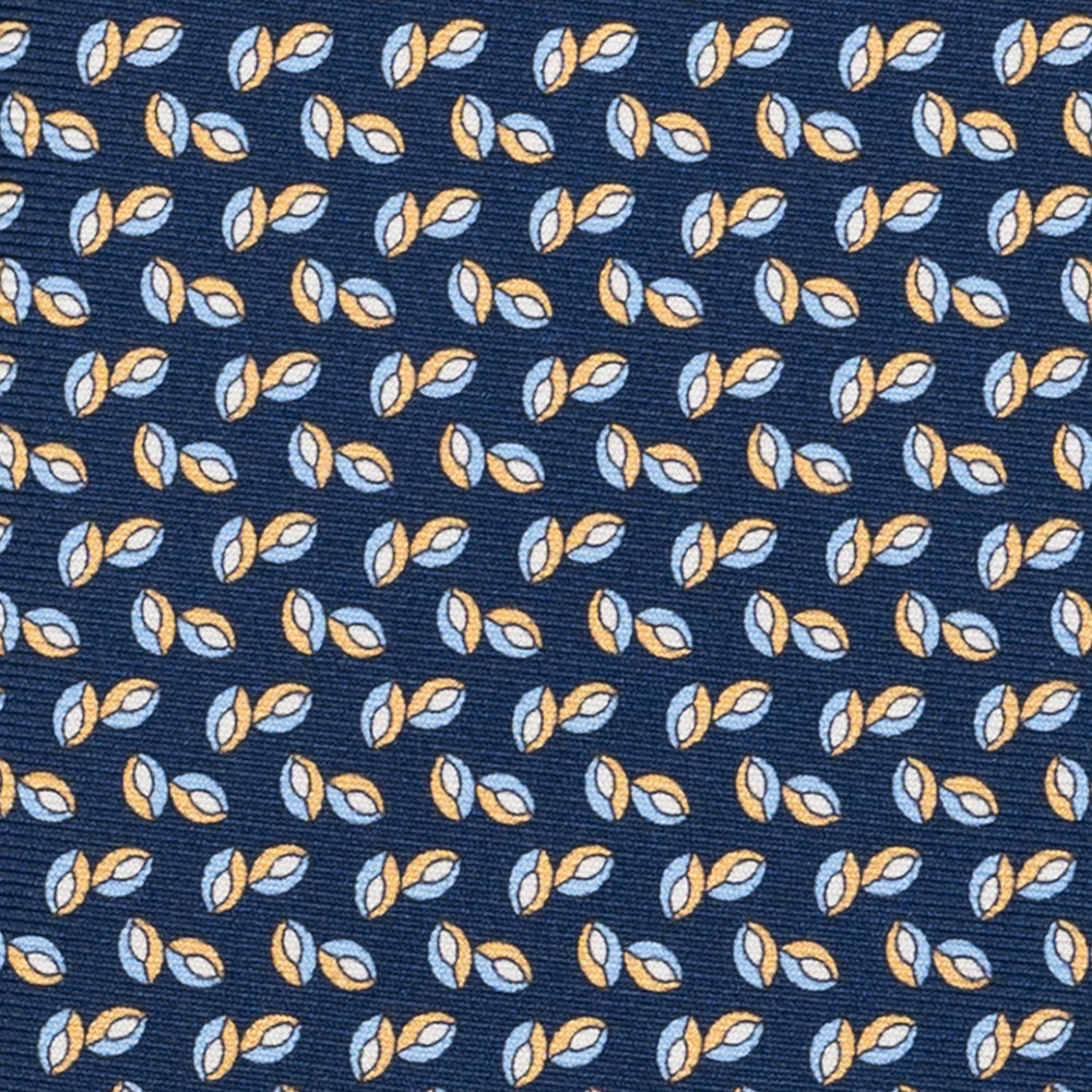 Cravatta 3 pieghe in Seta, Micro Fantasia, Blu Ocra - JA056336-13