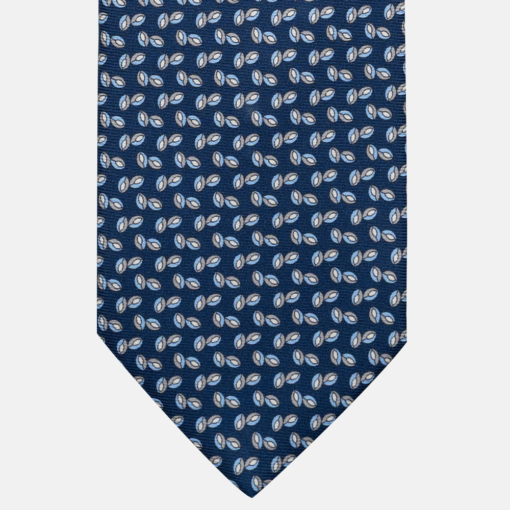 3-Fold Silk Tie, Micro Pattern, Blue and Grey - JA056336-2