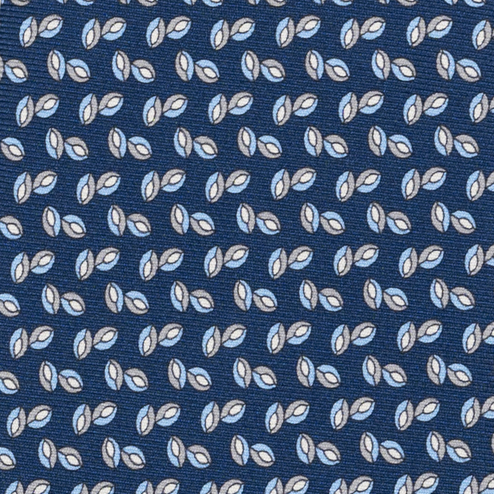 3-Fold Silk Tie, Micro Pattern, Blue and Grey - JA056336-2