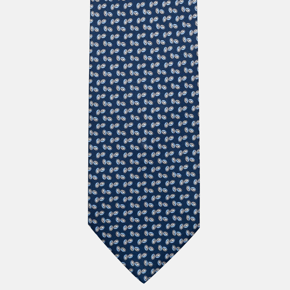 3-Fold Silk Tie, Micro Pattern, Blue and Grey - JA056336-2