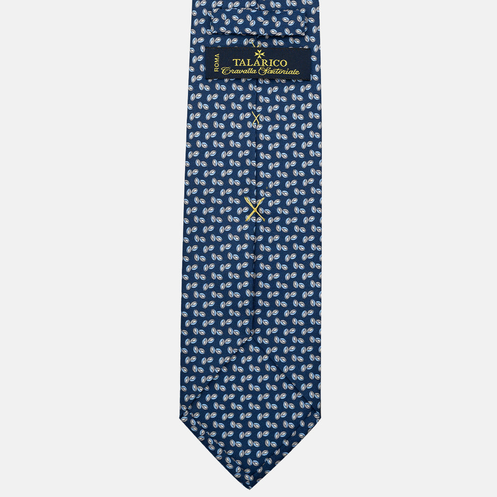 3-Fold Silk Tie, Micro Pattern, Blue and Grey - JA056336-2