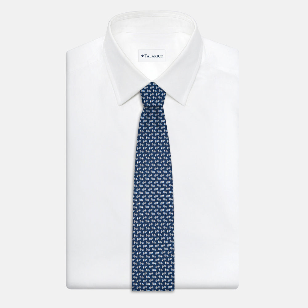 3-Fold Silk Tie, Micro Pattern, Blue and Grey - JA056336-2