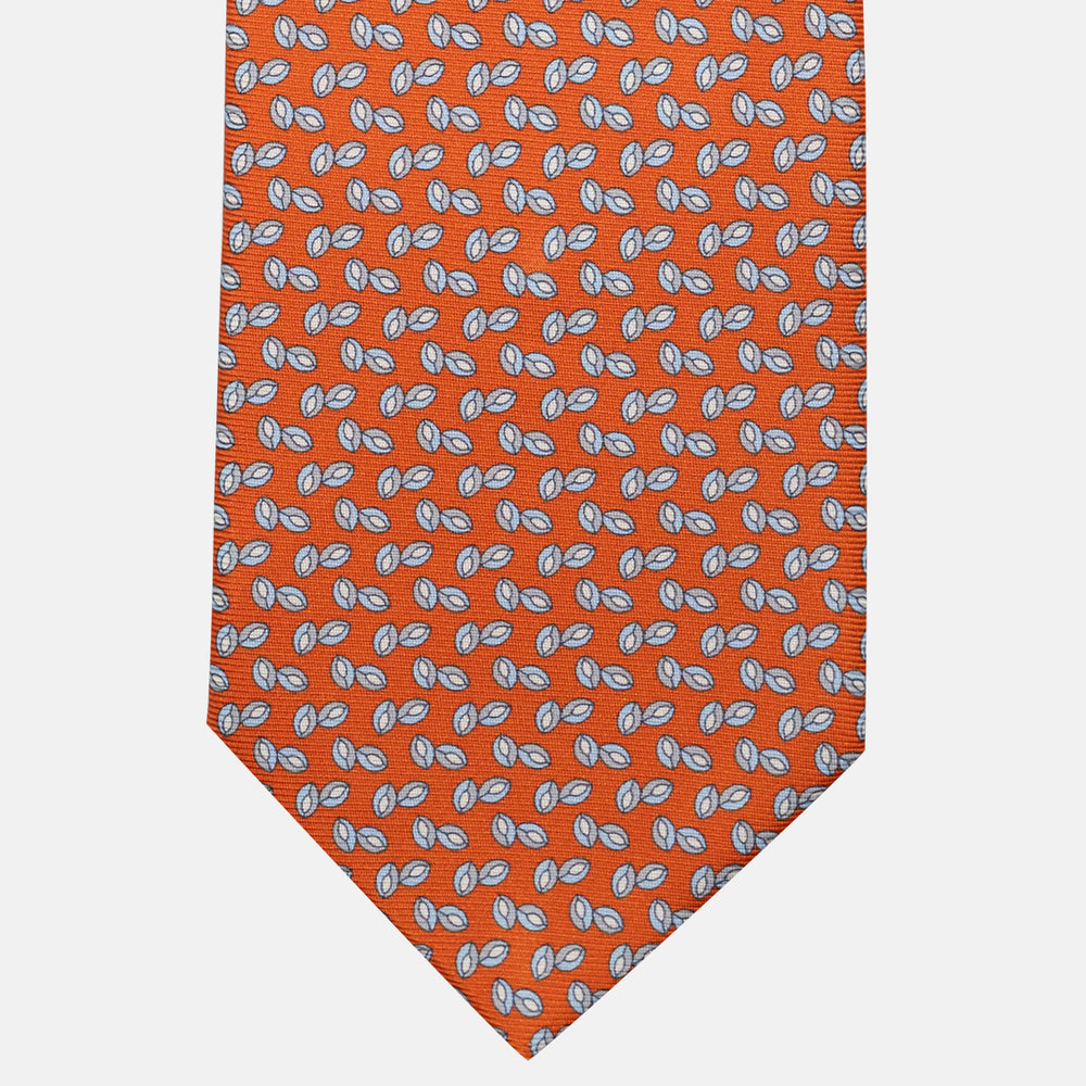 3-Fold Silk Tie, Micro Pattern, Orange - JA056336-4