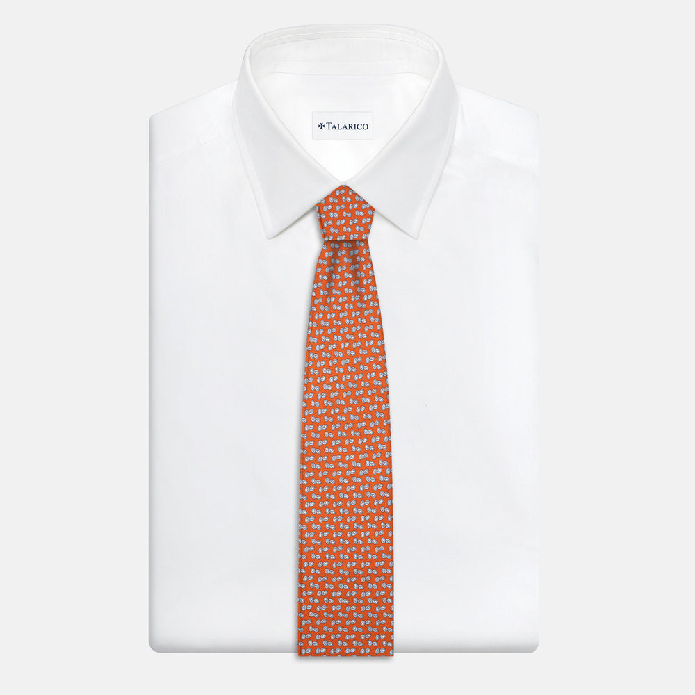 3-Fold Silk Tie, Micro Pattern, Orange - JA056336-4