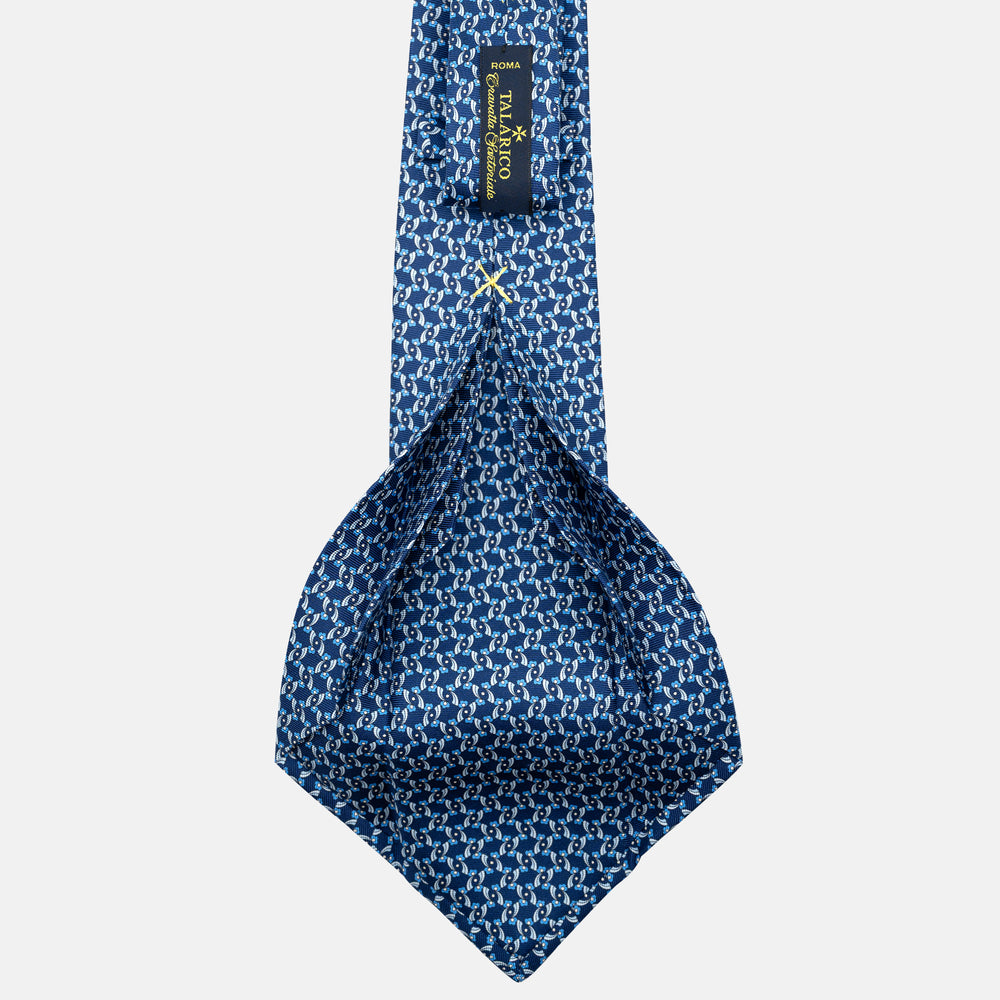 Cravatta 7 pieghe in seta Fantasia Floreale Blu Celeste - JA056337-11