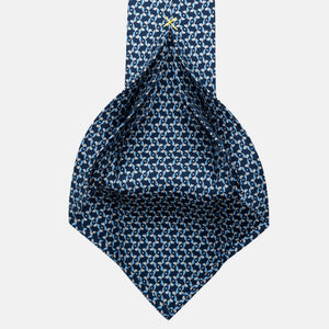 Cravatta 7 pieghe in seta Fantasia Floreale Blu Grigio - JA056337-2
