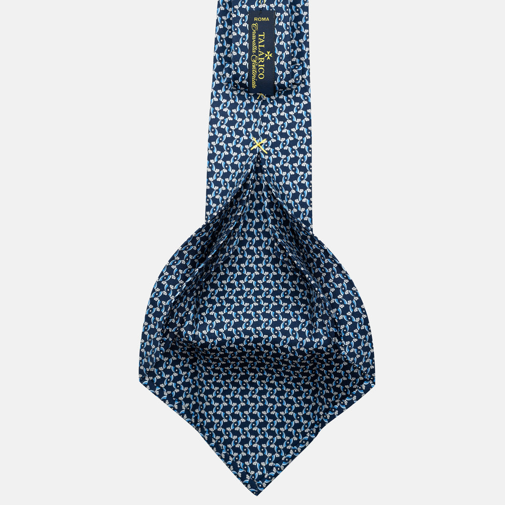 Cravatta 7 pieghe in seta Fantasia Floreale Blu Grigio - JA056337-2