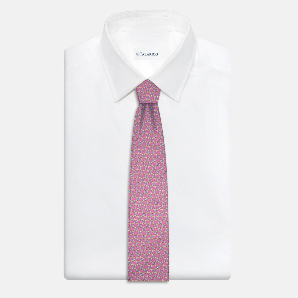3-Fold Silk Tie, Floral Pattern, Pink - JA056337-8