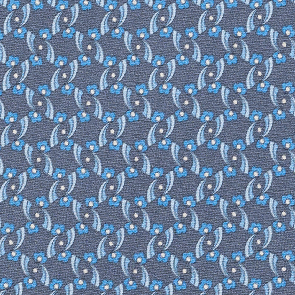 3-Fold Silk Tie, Floral Pattern, Grey - JA056337-9
