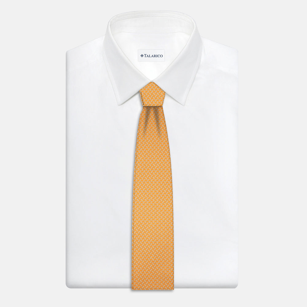 3-Fold Silk Tie, Geometric Pattern, Orange - JA056669-5