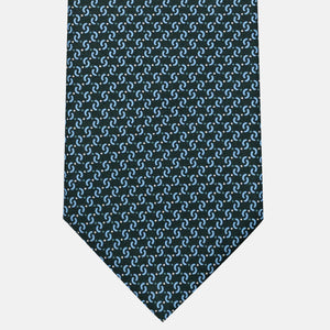 3-Fold Silk Tie, Geometric Pattern, Green - JA056669-6