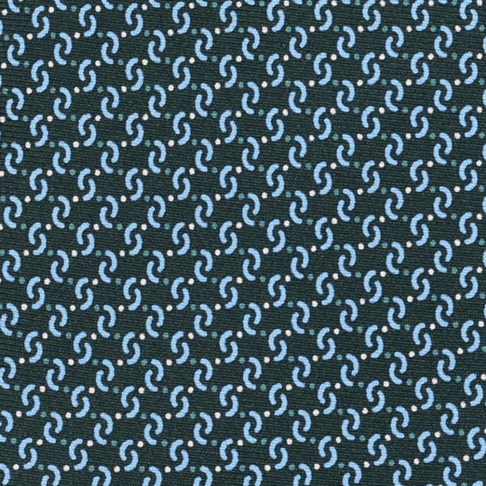 3-Fold Silk Tie, Geometric Pattern, Green - JA056669-6