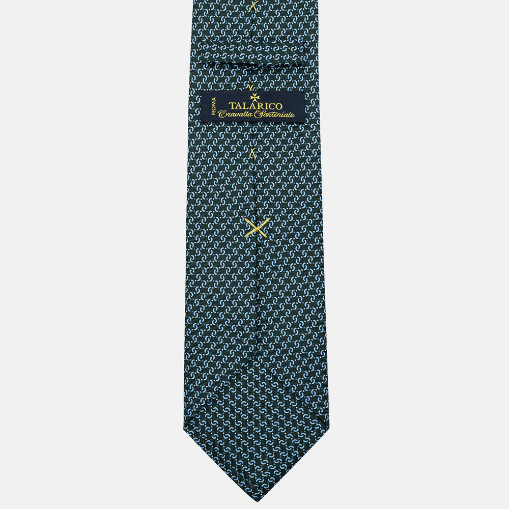 3-Fold Silk Tie, Geometric Pattern, Green - JA056669-6