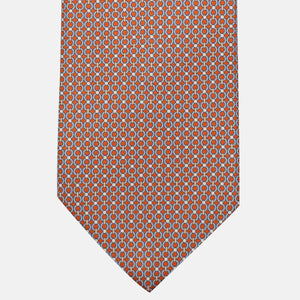 3-Fold Silk Tie, Chain Pattern, Orange - JA056672-3