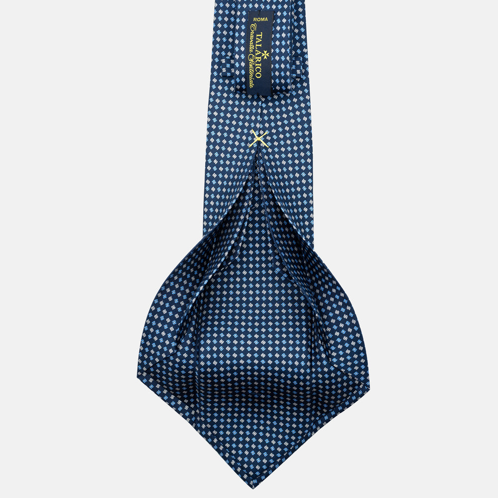 Cravatta 7 pieghe in seta Micro Fantasia Blu Grigio - JA056673-2